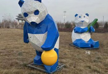 熊貓雕塑優(yōu)選，多彩藝術，抽象切面熊貓雕塑選用