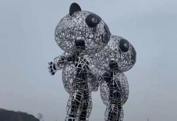 鏤空熊貓雕塑制造商，廣場雕塑，鏤空熊貓雕塑廠家
