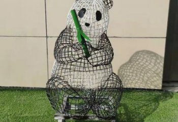 熊貓雕塑常用，公園小品，鏤空熊貓雕塑生產商
