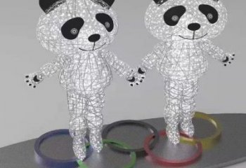 熊貓雕塑工程選用，美陳雕塑，鏤空熊貓雕塑生產