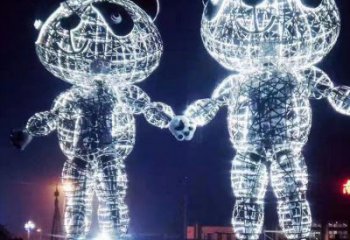 熊貓雕塑供求，白鋼構件，彩色鏤空熊貓雕塑廠家