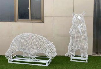 熊貓雕塑精選，街頭藝術，公園鏤空熊貓雕塑承接