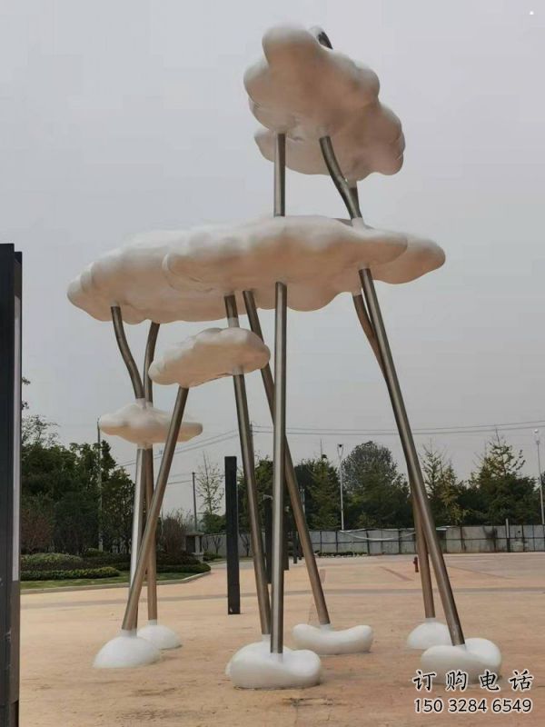 云朵雕塑精選，美陳雕塑，不銹鋼鏤空云朵雕塑通用