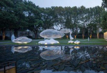 云朵雕塑供應，花園小品，戶外鏤空云朵雕塑展品