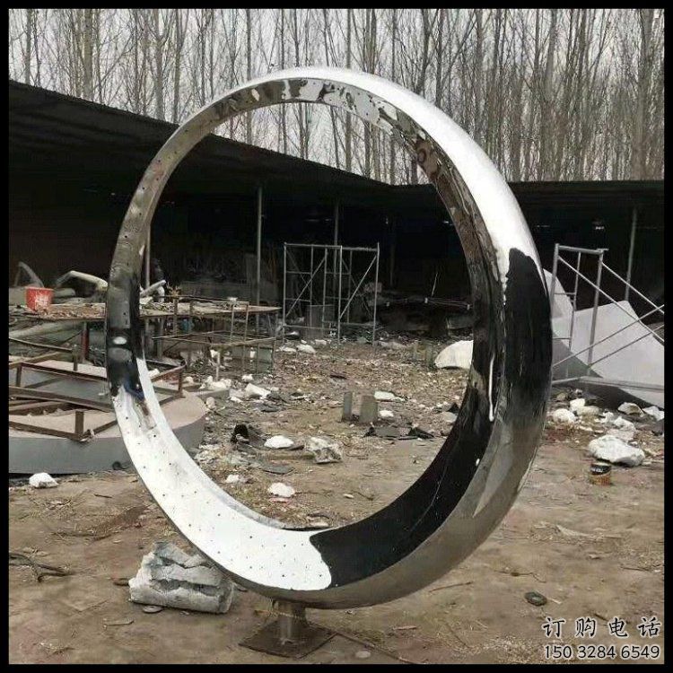 室內月亮雕塑，拉絲景觀雕塑，抽象效果