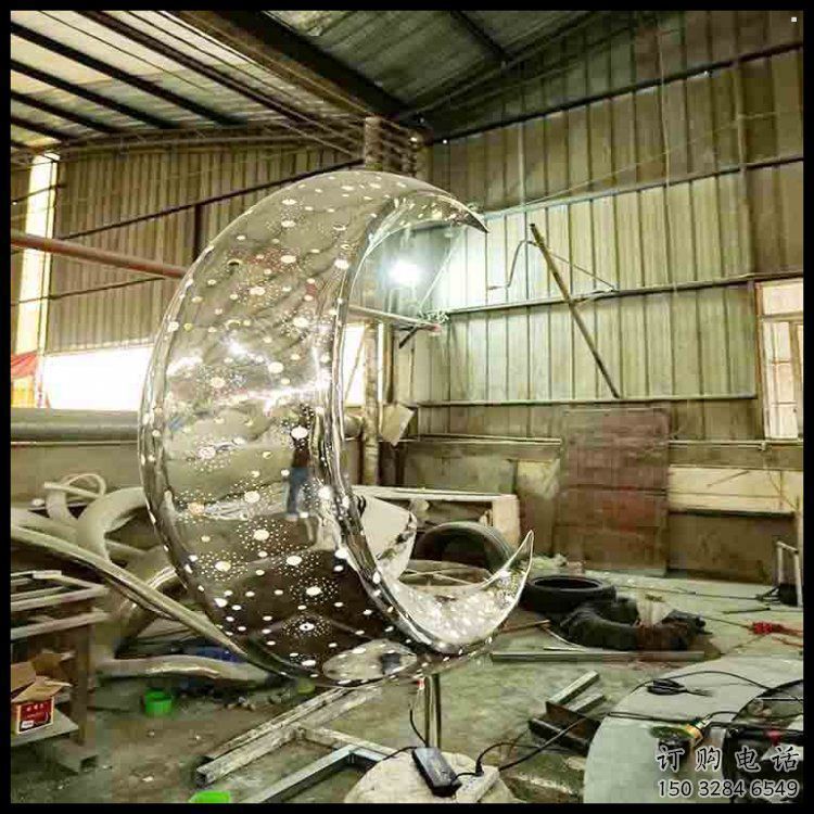 月亮雕塑服務(wù)商，景觀雕塑，鏤空月亮雕塑選定