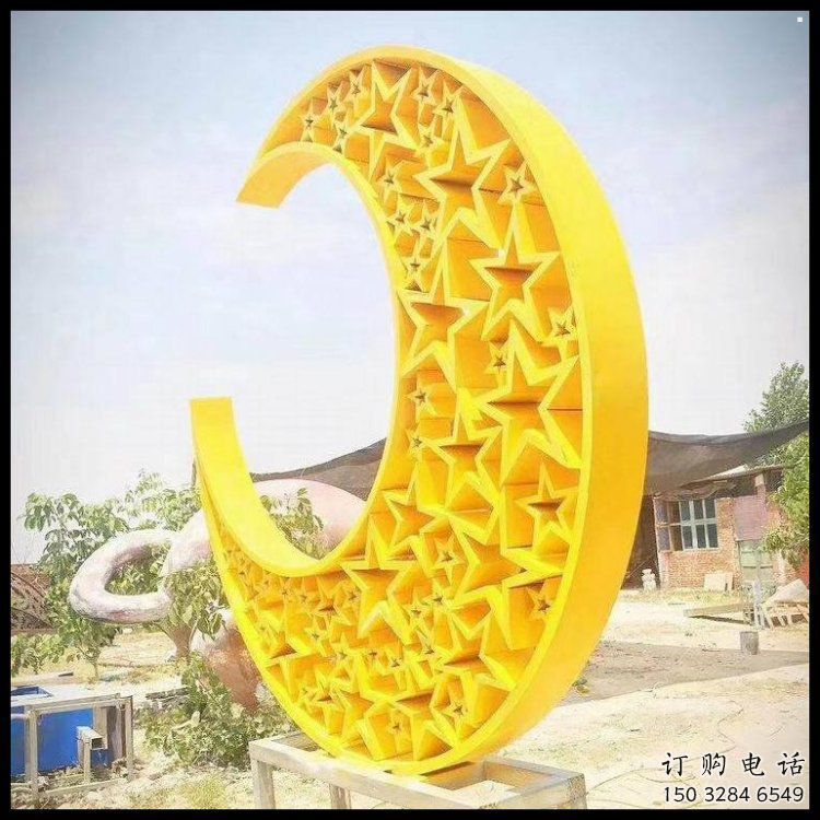 月亮船雕塑供應，城區小品，不銹鋼月亮船雕塑制造商