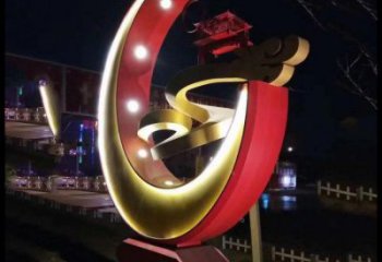 月亮雕塑觀賞型，街景小品，鏤空月亮雕塑主題常用