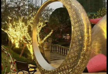 月亮雕塑批發，拉絲工藝，園林鏤空月亮雕塑承接