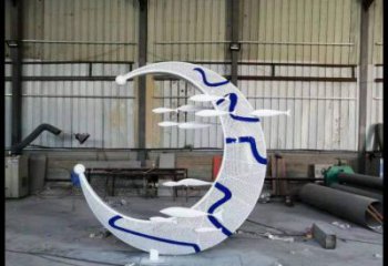 幼兒園月牙雕塑，鐵藝文化雕塑，鑄造制作