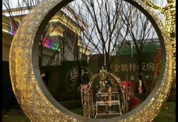 月牙雕塑訂做，城市裝飾，庭院鏤空月牙雕塑展品