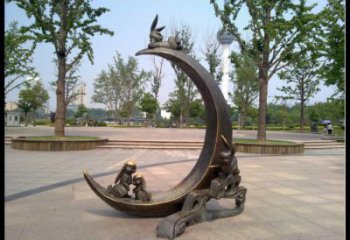 金屬月亮雕塑制造商，鋼管組合，不銹鋼月亮雕塑優選