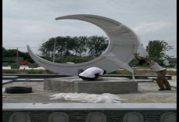 月亮雕塑精品，白鋼構件，不銹鋼月亮雕塑供求