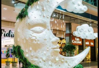 月亮雕塑展品，彩鋼制作，酒店不銹鋼月亮雕塑精品