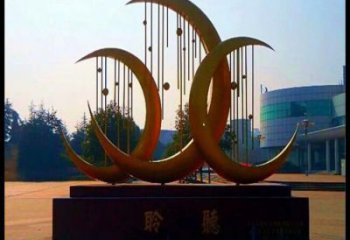 月亮船雕塑常用，鋼管組合，不銹鋼月亮船雕塑定價