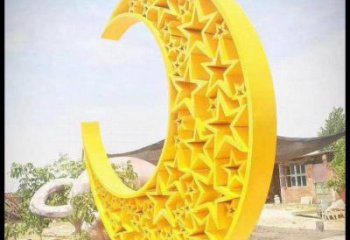 月亮船雕塑供應，城區(qū)小品，不銹鋼月亮船雕塑制造商