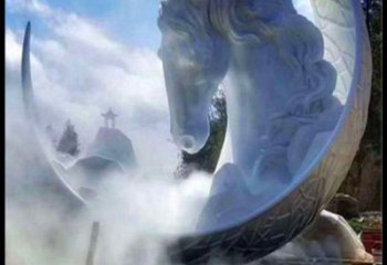 月亮雕塑優(yōu)選，室外雕塑，景觀月亮馬頭雕塑優(yōu)選