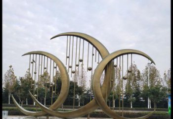 大型月亮雕塑公司，花園小品，月亮水簾雕塑廠家提供