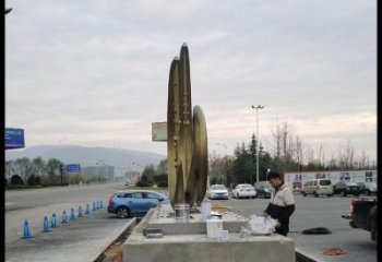 月亮雕塑生產，廣場雕塑，月亮水簾雕塑展品