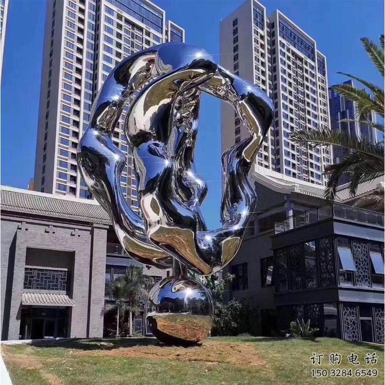 雙環雕塑制造商，鋼管組合，公共不銹鋼雙環雕塑優選