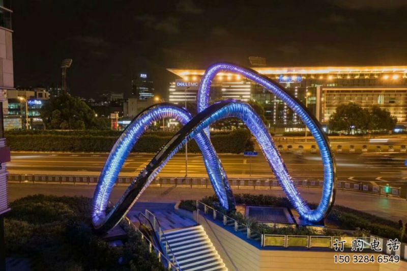 圓環雕塑供給，中式工藝，燈光圓環雕塑精品