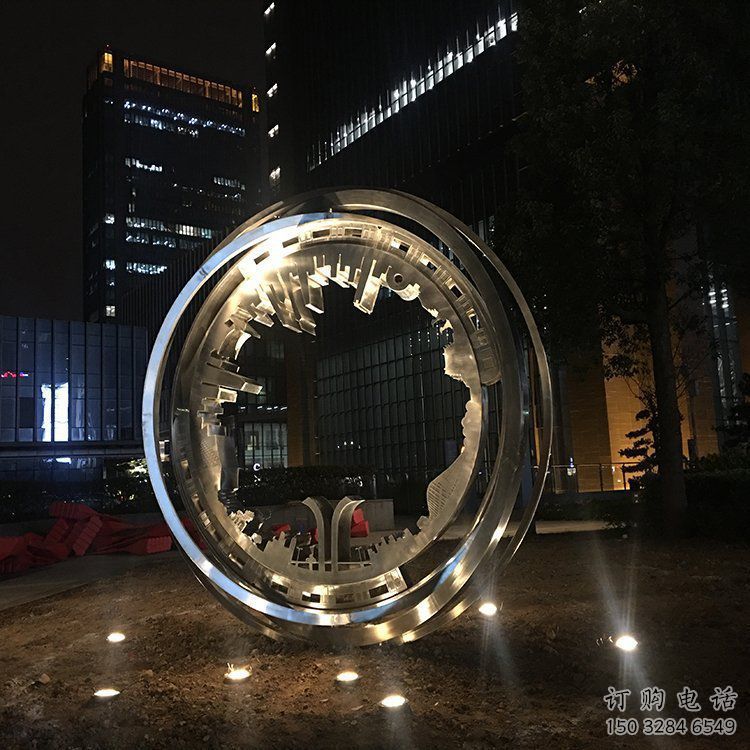 戶外圓環(huán)雕塑通用，多彩藝術(shù)，不銹鋼圓環(huán)雕塑供應(yīng)