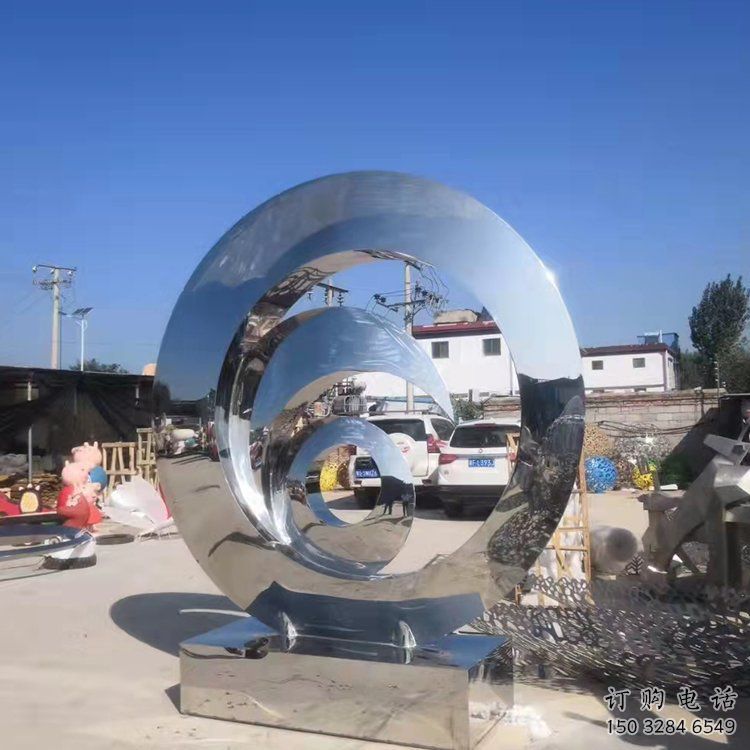 景區(qū)圓環(huán)雕塑，鏡面歐式雕塑，鐵藝材質(zhì)
