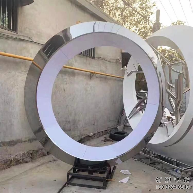 圓環雕塑定制制造，歐式風格，不銹鋼圓環雕塑供給