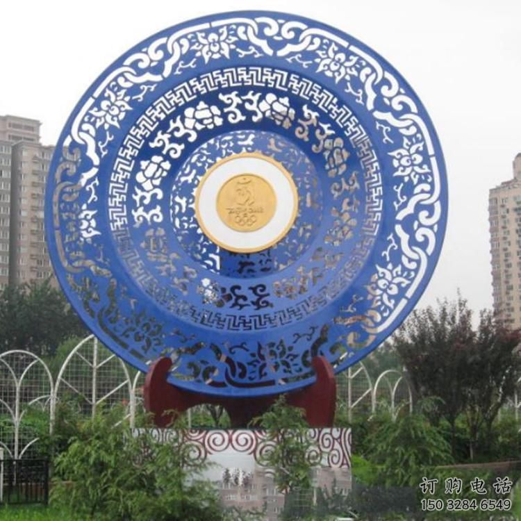 建筑圓環雕塑承接，美陳雕塑，烤漆圓環雕塑定制