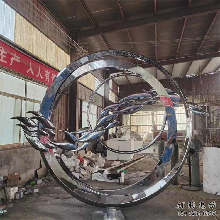 圓環雕塑觀賞型，廣場系列，民俗烤漆圓環雕塑優選