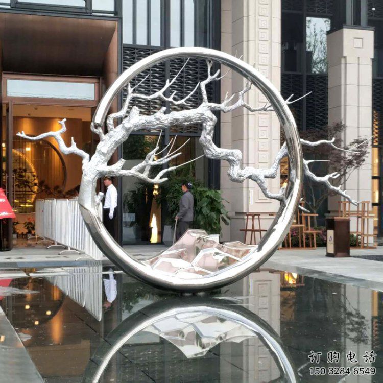 圓環樹雕塑訂做，戶外雕塑，不銹鋼圓環樹雕塑供給