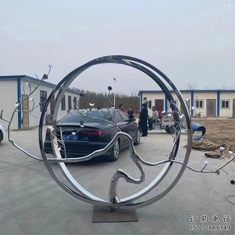 圓環(huán)樹雕塑點擊，景觀雕塑，不銹鋼圓環(huán)樹雕塑制作