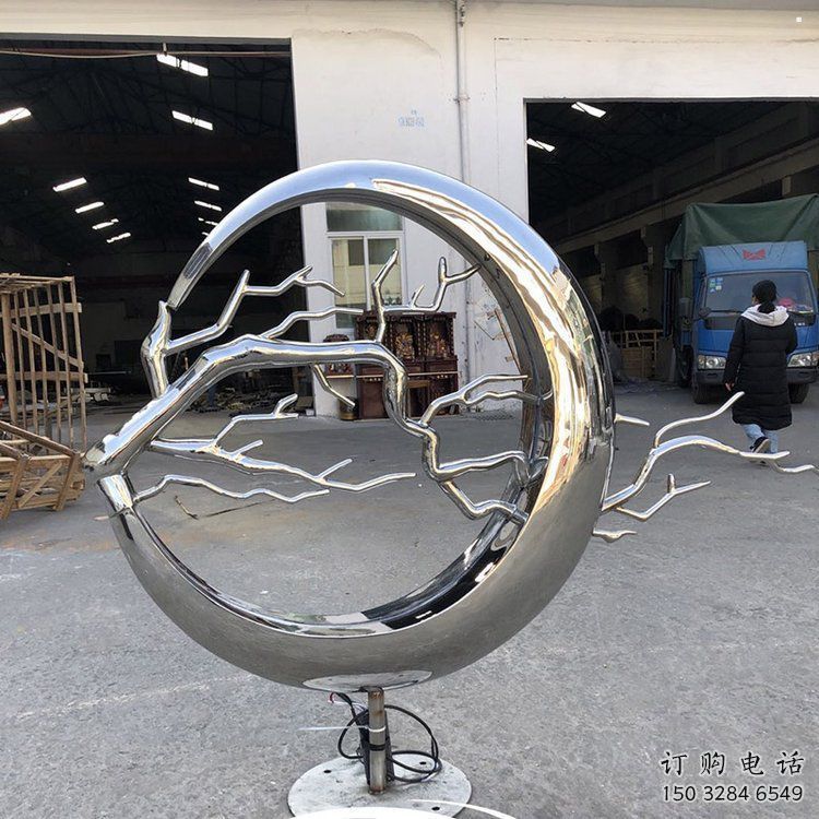 圓環樹雕塑服務商，美陳雕塑，不銹鋼圓環樹雕塑訂做