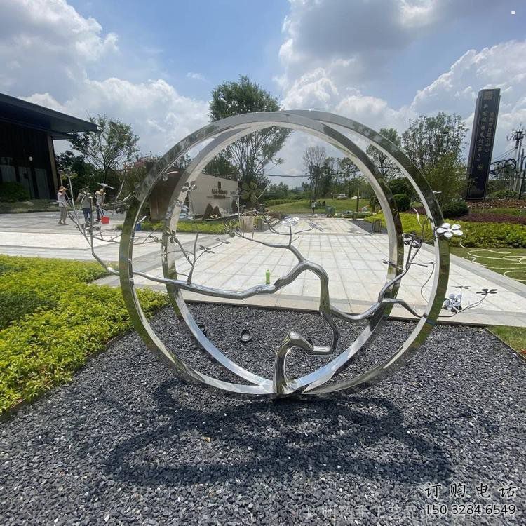 圓環樹雕塑選定，美陳雕塑，不銹鋼圓環樹雕塑定做