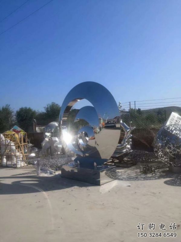 圓環雕塑生產，戶外擺放，不銹鋼圓鏡雕塑精選