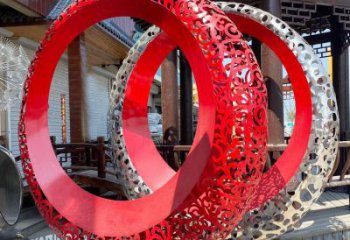 雙環雕塑訂做，城市雕塑，不銹鋼雙環雕塑工程精品