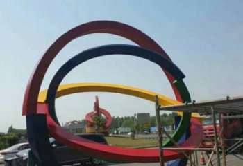 雙環雕塑制造，歐式風格，不銹鋼雙環雕塑廠家定價