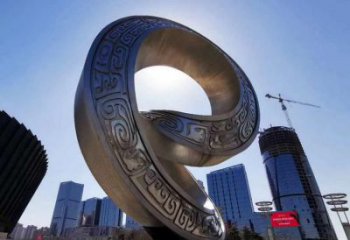 金屬雙環雕塑承接，陸地擺件，不銹鋼雙環雕塑制造商