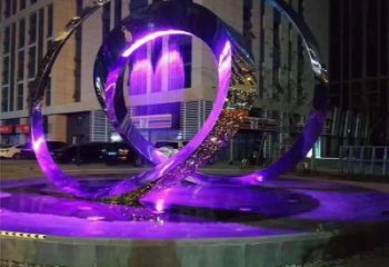 圓環雕塑標準，彩鋼制作，燈光圓環雕塑優價