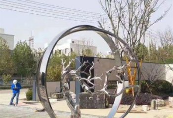 景墻圓環(huán)雕塑專供，美陳雕塑，社區(qū)烤漆圓環(huán)雕塑預(yù)定