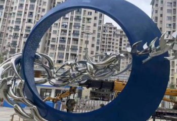 圓環雕塑訂做，城市雕塑，烤漆圓環雕塑專供