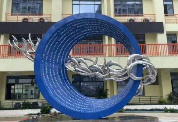 圓環雕塑供求，美陳雕塑，烤漆圓環雕塑優選