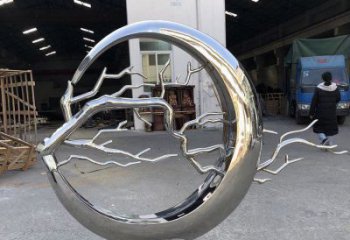 圓環(huán)樹(shù)雕塑服務(wù)商，美陳雕塑，不銹鋼圓環(huán)樹(shù)雕塑訂做