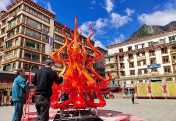 火苗雕塑廠家，美陳設計概念，不銹鋼火苗雕塑制造商