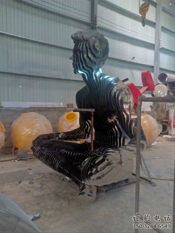 抽象鏤空人物雕塑定制，中式工藝，鐵藝片狀人物雕塑優價