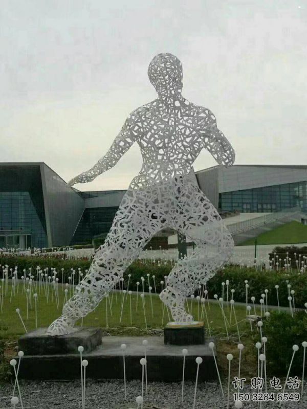 鏤空李小龍雕塑制造，街景小品，鐵藝人物雕塑優價