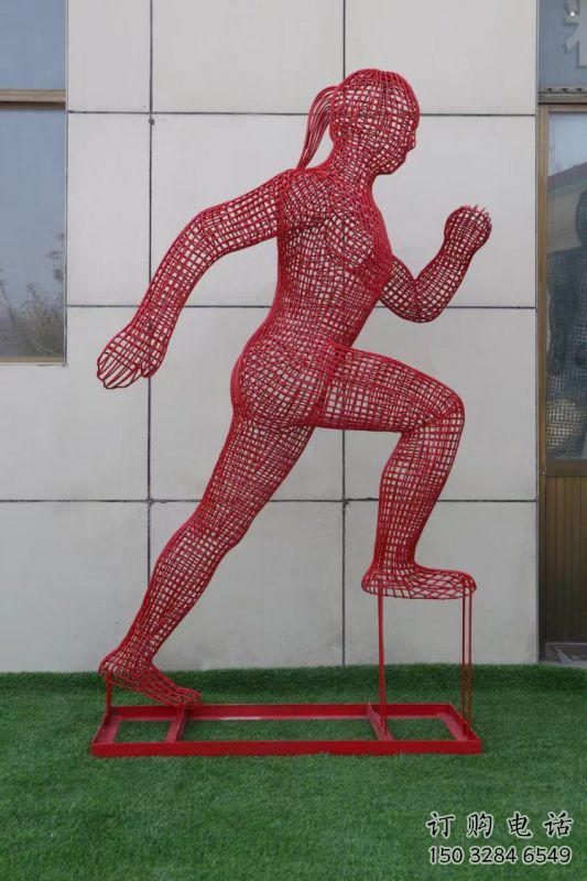 鏤空運動員雕塑選用，美陳雕塑，鐵藝烤漆體育人物雕塑
