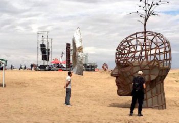 鏤空人頭像雕塑供應，城區小品，鐵藝人頭像雕塑制造商