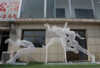 鏤空體育雕塑常用，公園小品，鐵藝運動人物雕塑生產(chǎn)商