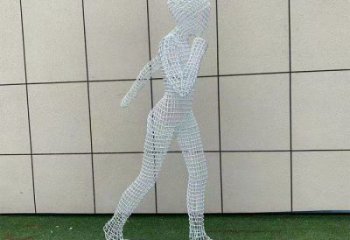 鏤空運動員雕塑定制，小區(qū)雕塑，鐵藝人物雕塑提供